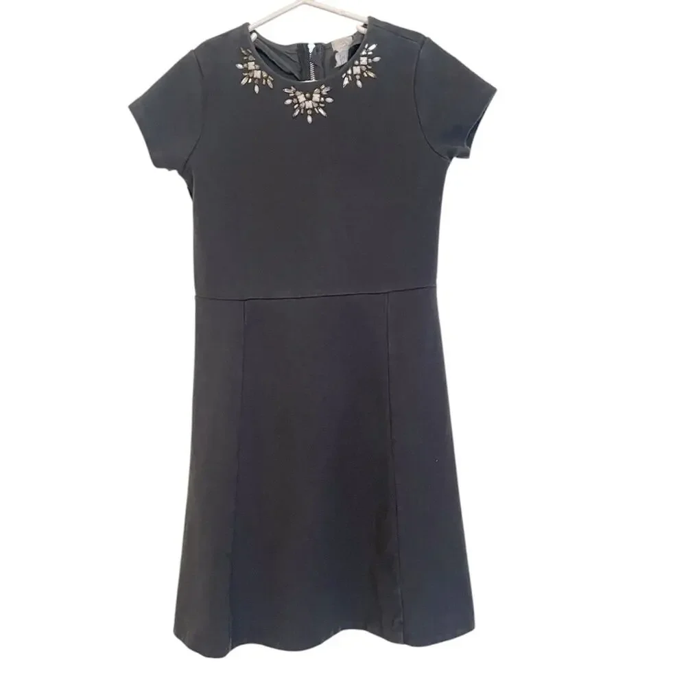 Crewcuts Factory Gray Jeweled‎ Neckline Dress Size 12